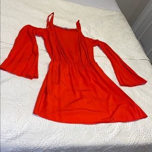 Red off-shoulder summer dress